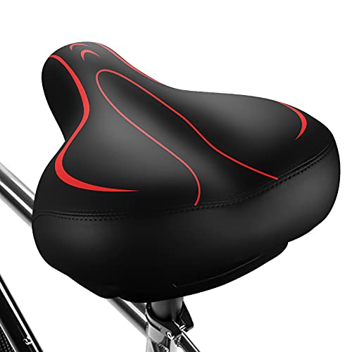 Oversized Bike Seat, Comfortable Universal Replacement Bicycle Saddle for Men/Women - Waterproof Leather Seat with Extr
