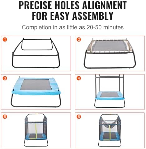 VEVOR 6FT Trampoline 72" Indoor/Outdoor Trampoline, Safety Enclosure Net, Gymnastics Bar - Image 6