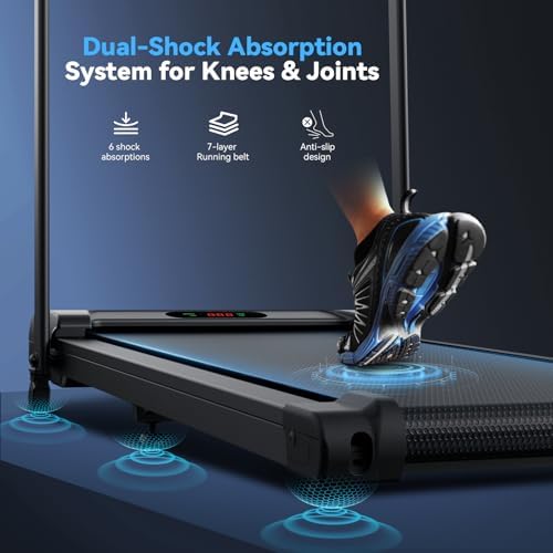 ANCHEER Portable Folding Treadmill with LED Screen & Remote Control - For Home Gym or Office - 12% Incline 2-in-1 Foldab