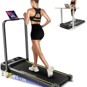 Portable Folding Treadmill with Incline for Home/Office | Quiet Desk Treadmill with Remote Control & App | 300 Lbs Capa