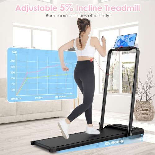 ANCHEER Portable Folding Treadmill with LED Screen & Remote Control - For Home Gym or Office - 12% Incline 2-in-1 Foldab