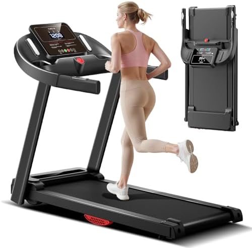 CURSOR FITNESS Home Folding Treadmill for Fitness Enthusiasts with Heart Rate Monitor, Quiet and Energy-Efficient, Grea