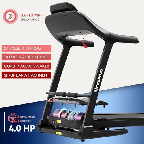 Treadmill with Incline for Home Office | 3 in 1 Under Desk Workstation | |5HP Foldable Compact Treadmills with Remote Co