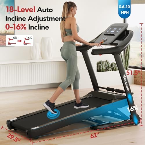 Treadmill with Incline for Home Office | 3 in 1 Under Desk Workstation | |5HP Foldable Compact Treadmills with Remote Co