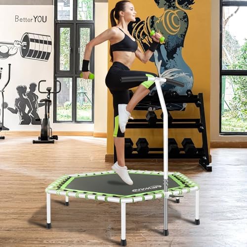 NEWAN Silent Fitness Trampoline for Adults - 48" Diameter with Adjustable Handle Bar and Max Capacity 330 lbs | NEWAN A