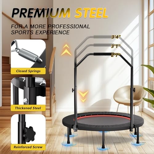 Portable Fitness Foldable Trampoline for Kid/Adults in-Home Mini Rebounder 40" Max Load 330lbs Recycled Claim Standard 1