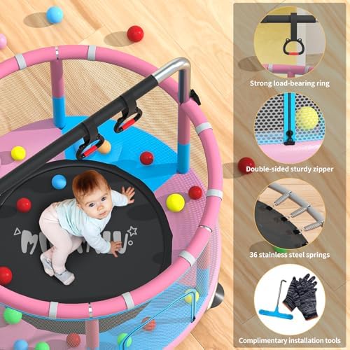 MILUMILU 60" Indoor Outdoor Trampoline for Kids - Birthday Gifts for Children Boy Girl with Safety Net and Hoop - Image 29