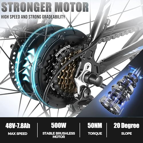 ANCHEER Peak 750W Motor Electric Mountain Bike for Adults, 55 Miles Electric Bicycle 26" SunEbike 48V/374Wh Battery