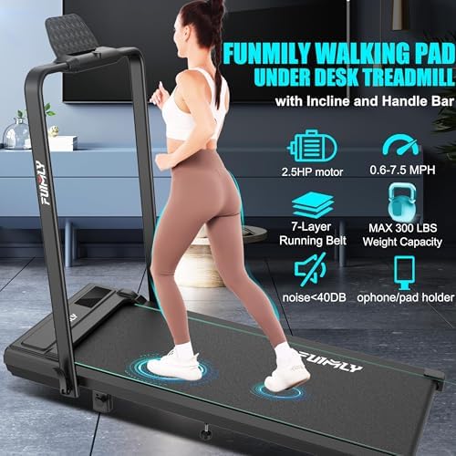 Portable folding treadmill with incline walking pad for office use -Under desk treadmill - 4-in-1 running machine