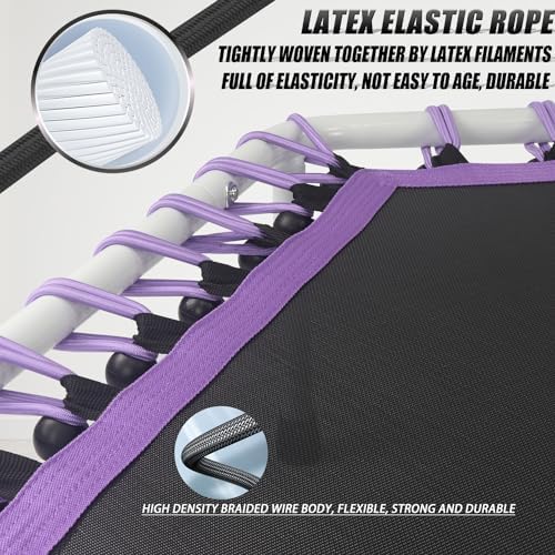 NEWAN Silent Fitness Trampoline for Adults - 48" Diameter with Adjustable Handle Bar and Max Capacity 330 lbs | NEWAN A