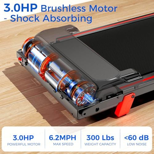 Portable Folding Treadmill with 8% Incline and |0HP Motor for Running and Walking | Brushless Motorized Portable Treadm