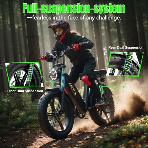 TST Electric Bike for Adults 1500W Peak 20" Fat Tire All-Terrain E-Bike | TST Electric Dirt Bike for Road Sand Mountain