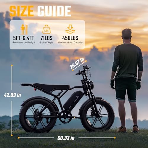 TST Electric Bike for Adults 1500W Peak 20" Fat Tire All-Terrain E-Bike | TST Electric Dirt Bike for Road Sand Mountain