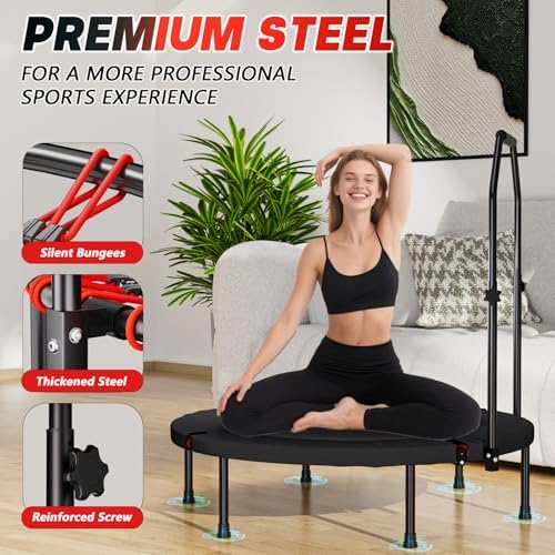 Portable Fitness Foldable Trampoline for Kid/Adults in-Home Mini Rebounder 40" Max Load 330lbs Recycled Claim Standard 1
