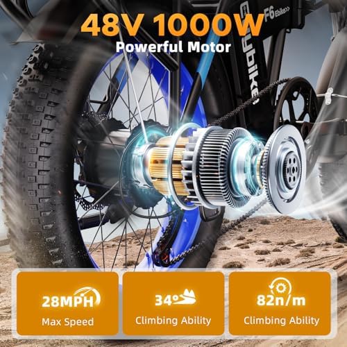 48V 20AH Removable Battery Electric Bike for Adults
| 30+MPH Max Speed Electric Bike
| 80 Miles Max Range Electric Bike - Image 11
