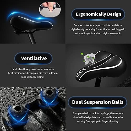 Xmifer Comfortable Bike Seat - Waterproof Leather with Memory Foam - Universal Replacement Bicycle Saddle - Men/Women -