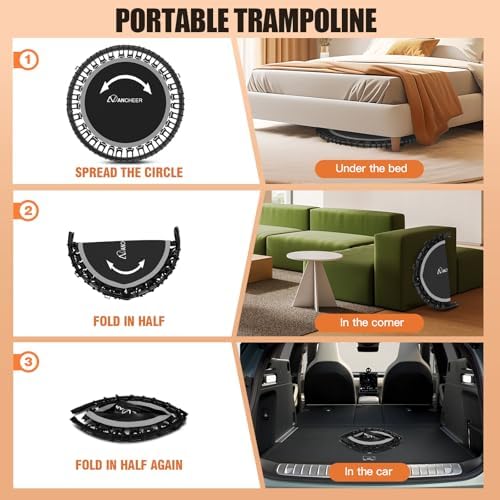 ANCHEER 40"/48" Foldable Rebounder Trampoline for Adults/Kids - Indoor & Outdoor Fun Exercise Equipment with Safety Fea