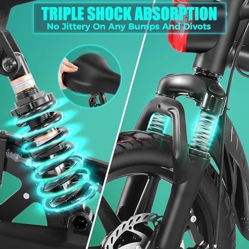 ANCHEER Foldable Electric Bike for Adults, 14" Electric Bikes, UL2849 Compliant, 374Wh Ebike, 20MPH | ANCHEER 14" Folda