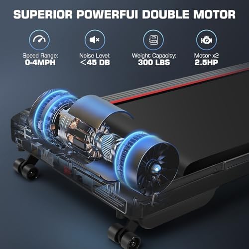 ANCHEER Adjustable Height Walking Pad for Home Workstation with 12% Incline | ANCHEER 300lbs Capacity Folding Treadmill