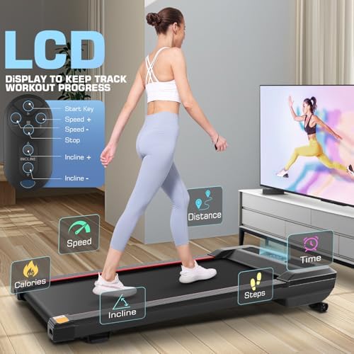 ANCHEER Walking Desk Treadmill for Home Workouts 12% Incline & Adjustable Height, Desk Workstation, 300lb Capacity, Fold - Image 30