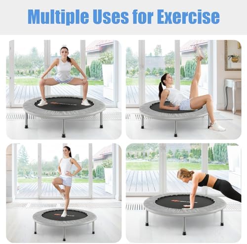 Goplus Mini Trampoline, Foldable 36"/38" Rebounder for Adults, Portable Fitness Trampoline for Home and Outdoor Workout,