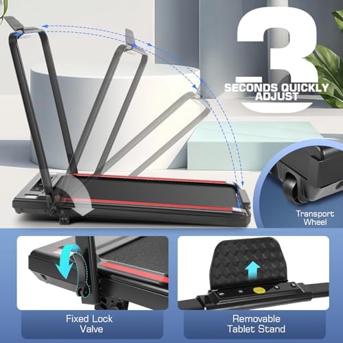 ANCHEER Quiet Portable Foldable Treadmill, |0HP, 12% Incline, 2S Folding, Under Desk Usage for Home Workout, LED Display