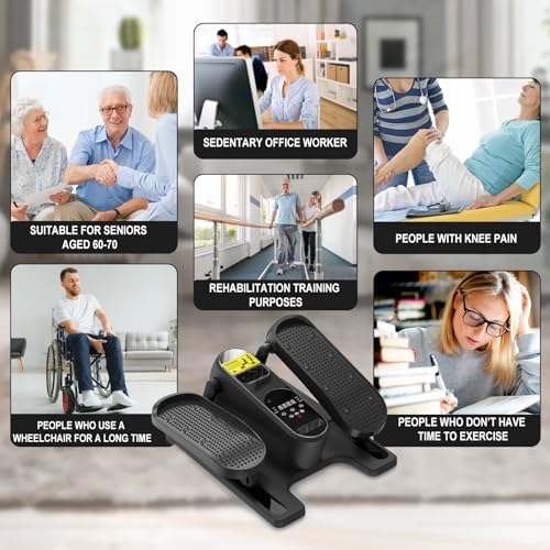 Electric Seated Pedal Exerciser for Seniors with 12 Adjustable Speeds and Remote Control 2-mini Elliptical Leg Exerciser