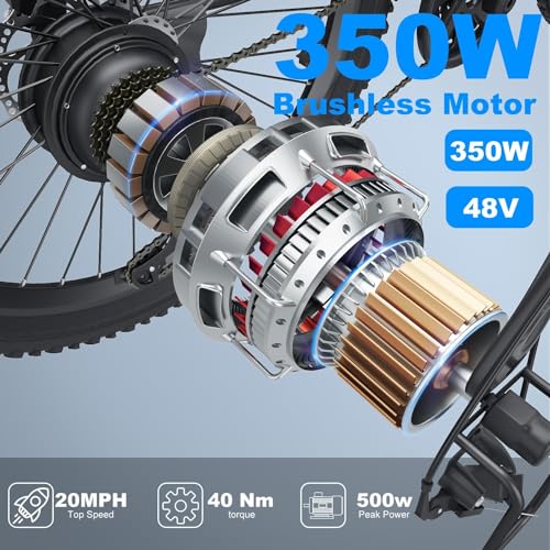 ANCHEER 48V Electric Bike for Adults, 26" City Commuter Bike, Up to 55 Miles Range
| ANCHEER 48V Ebike with 499Wh Batte - Image 4