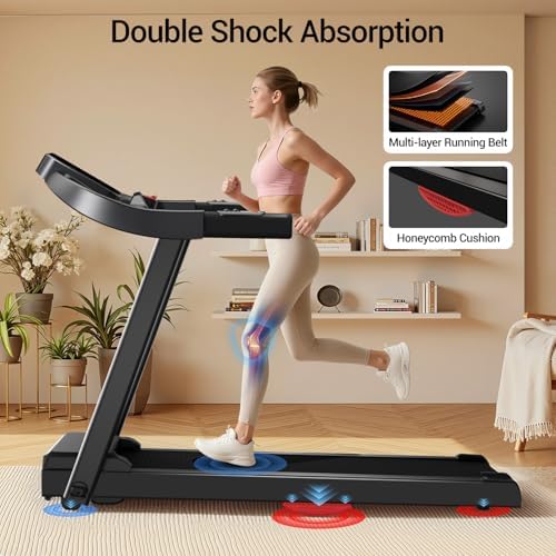 CURSOR FITNESS Home Folding Treadmill for Fitness Enthusiasts with Heart Rate Monitor, Quiet and Energy-Efficient, Grea