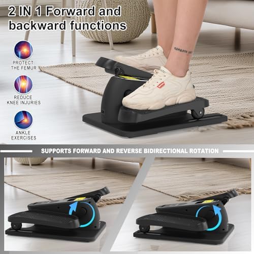 Electric Seated Pedal Exerciser for Seniors with 12 Adjustable Speeds and Remote Control 2-mini Elliptical Leg Exerciser