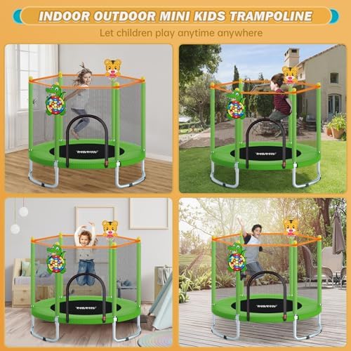 MILUMILU 60" Indoor Outdoor Trampoline for Kids - Birthday Gifts for Children Boy Girl with Safety Net and Hoop - Image 15