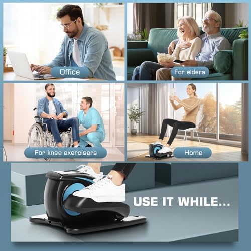 ANCHEER Electric Elliptical Leg Exerciser for Seniors Adults at Desk | Quiet Portable Seated Foot Pedal Exerciser with