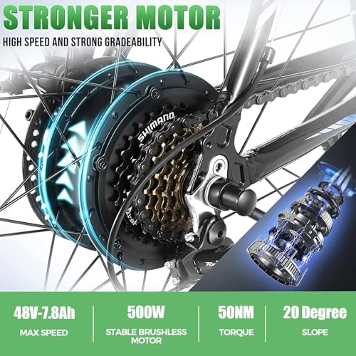 ANCHEER Peak 750W Motor Electric Mountain Bike for Adults, 55 Miles Electric Bicycle 26" SunEbike 48V/374Wh Battery