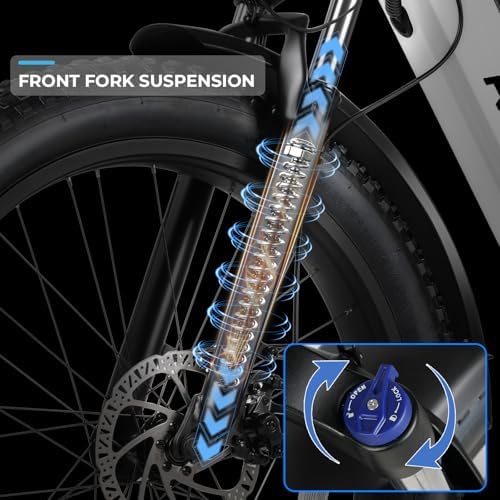 ANCHEER 26" Electric Bike for Adults, 1000W Peak Motor, 60 Miles Range, Fat Tire Electric Bike Off-Road for Men & Women