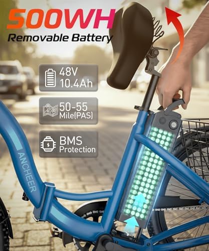 Anchee Electric Tricycle for Seniors, 24" 499Wh Ebike, 15.5MPH, Foldable, Removable Battery, 3 Wheel, LCD Display, Rear