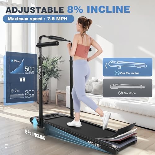 ANCHEER Under Desk Treadmill with 12% Incline for Home Workout | ANCHEER Adjustable Height Walking Pad Treadmill with D