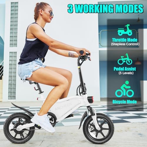 ANCHEER 374Wh Folding Electric Bike for Adults, 20MPH Ebike, 14" Foldable Electric Bicycle ANCHEER 374Wh Folding Elect