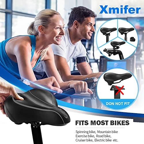 Xmifer Comfortable Bike Seat - Waterproof Leather with Memory Foam - Universal Replacement Bicycle Saddle - Men/Women -