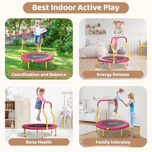 Mini Trampoline for Kids 36 Inch, Indoor Outdoor Use, Foam Handle, 220 lb Max Load - Image 4