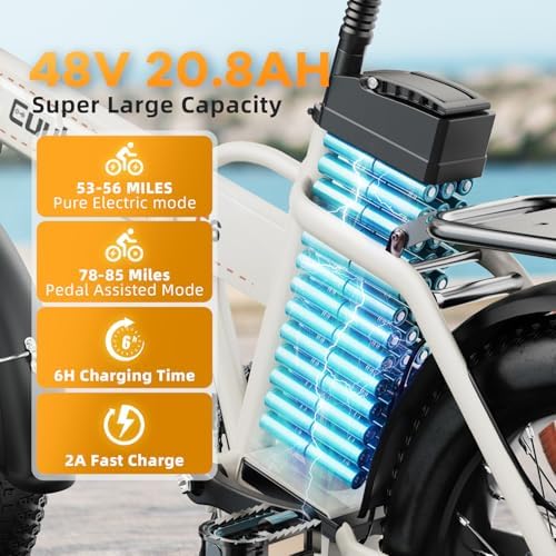 48V 20AH Removable Battery Electric Bike for Adults
| 30+MPH Max Speed Electric Bike
| 80 Miles Max Range Electric Bike - Image 40