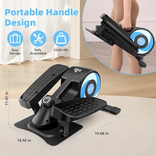 ANCHEER Under Desk Elliptical Bike, Fully Assembled Leg Exerciser 2 in 1 Seated Standing Elliptical, Quiet Mini Elliptic