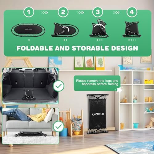 ANCHEER 56" Double Mini Trampoline for Kids, Max Load 220lbs, Fun for Indoor/Outdoor