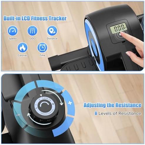 ANCHEER Under Desk Elliptical Bike, Fully Assembled Leg Exerciser 2 in 1 Seated Standing Elliptical, Quiet Mini Elliptic