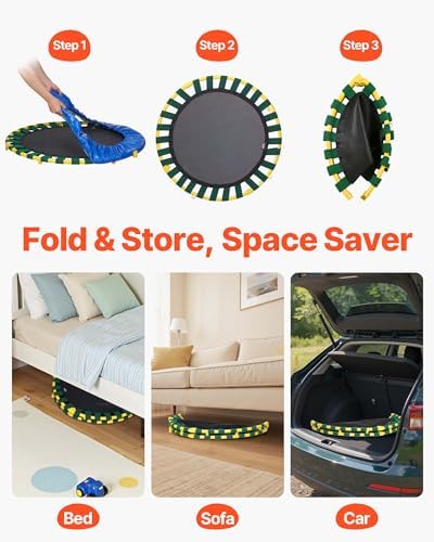 VEVOR 3FT Foldable Trampoline for Toddlers: Recreational Gift, Indoor/Outdoor, Foam Handle, 36" Diameter