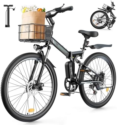 Isinwheel 500W Electric Bike for Adults 280.8Wh Battery Smart Uphill Folding Ebike 14"/16" Adults Teens