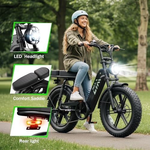 TST Electric Bike for Adults 1500W Peak 20" Fat Tire All-Terrain E-Bike | TST Electric Dirt Bike for Road Sand Mountain