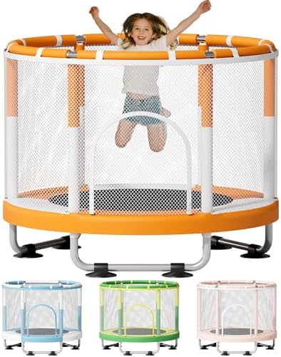 55" Trampoline for Kids, 440lbs Capacity Indoor & Outdoor Toddler Trampoline, Gifts for Boys & Girls Global Recycled Sta