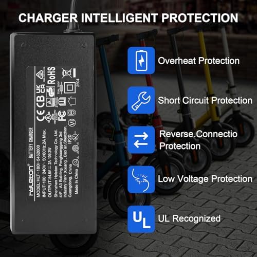 Hyleton UL Certified 5|6V 2A Fast Electric Bicycle Charger, Lithium Battery Scooter Charger, Three-in-one Plug, DC|5mm/|