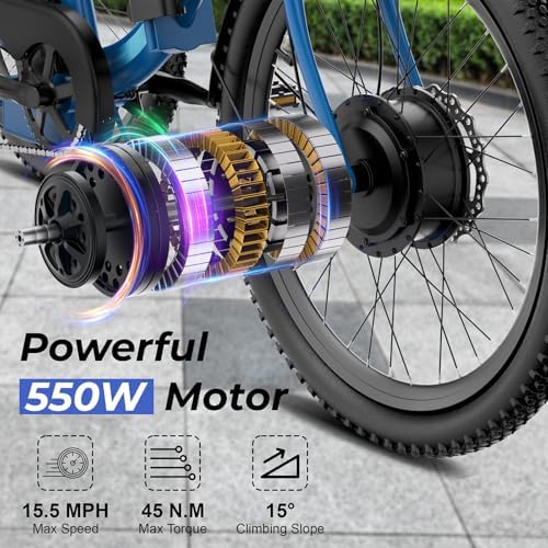 ANCHEER 350W Peak 550W Electric Tricycle for Adults, 48V 499Wh Folding Trike, 24" Rear Differential Basket E-Bike, 15.5M