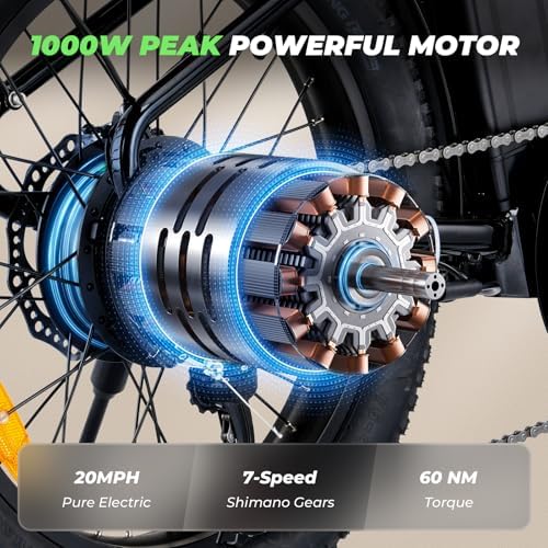 Isinwheel 500W Electric Bike for Adults 280.8Wh Battery Smart Uphill Folding Ebike 14"/16" Adults Teens